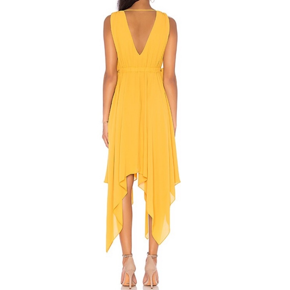 BCBG Gold Handkerchief Midi Dress! - Picture 3 of 5